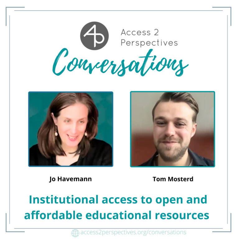 Institutional Access to Open and Affordable Educational Resources – A conversation with Tom Mosterd